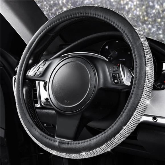Bling Diamond Leather Steering Wheel Cover, with Bling Sparkly Crystal Glitter - Picture 4 of 7